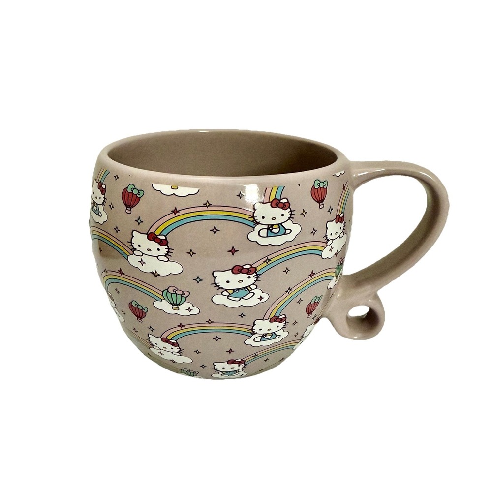 Hello Kitty Coffee Cup Mug Tea Sanrio Lavender Unicorn Rainbow Cloud Pattern